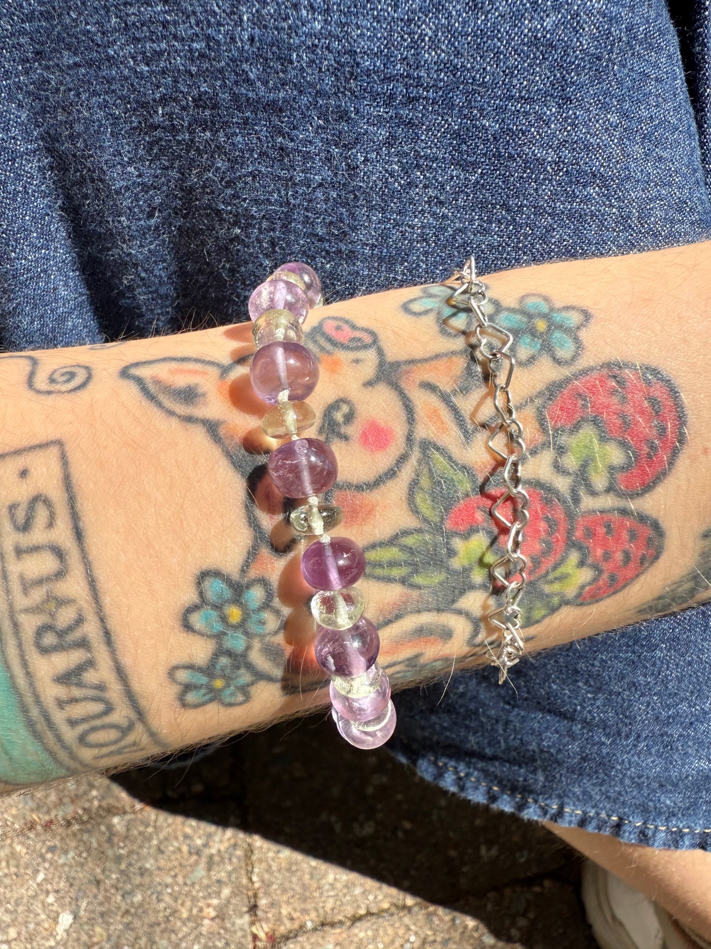 Green and Purple Amethyst Bracelet