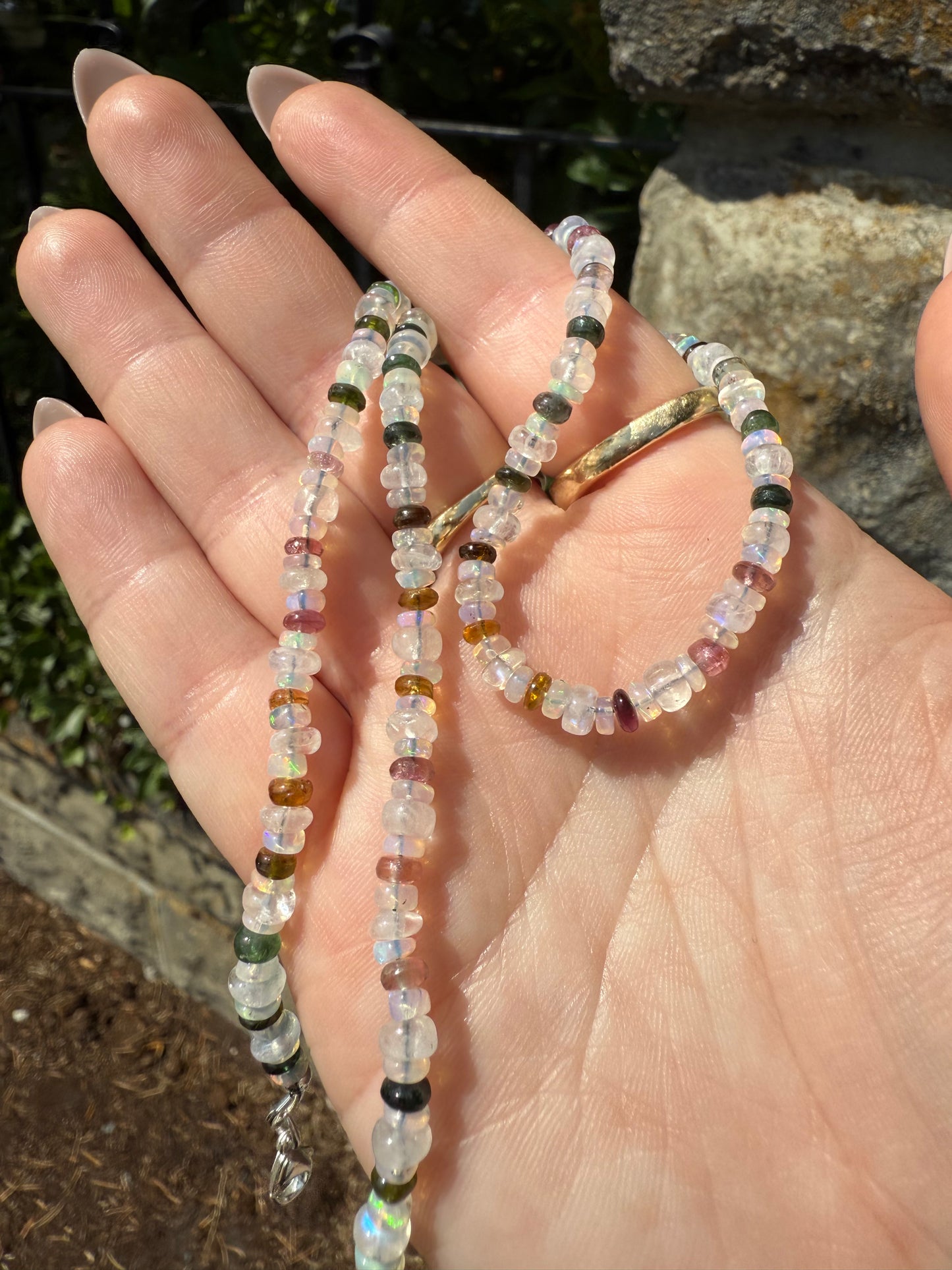 Tourmaline Opal and Moonstone Necklace
