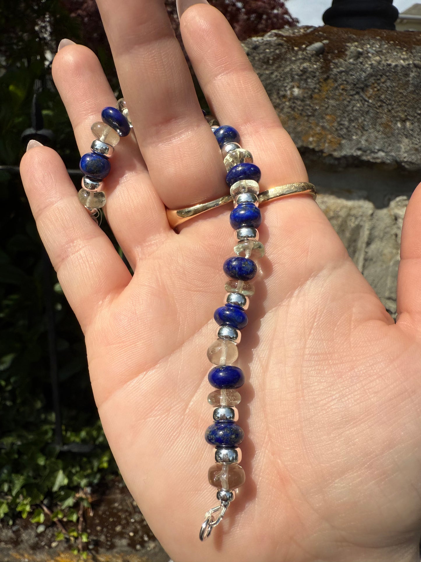Lapis and Green Amethyst Bracelet