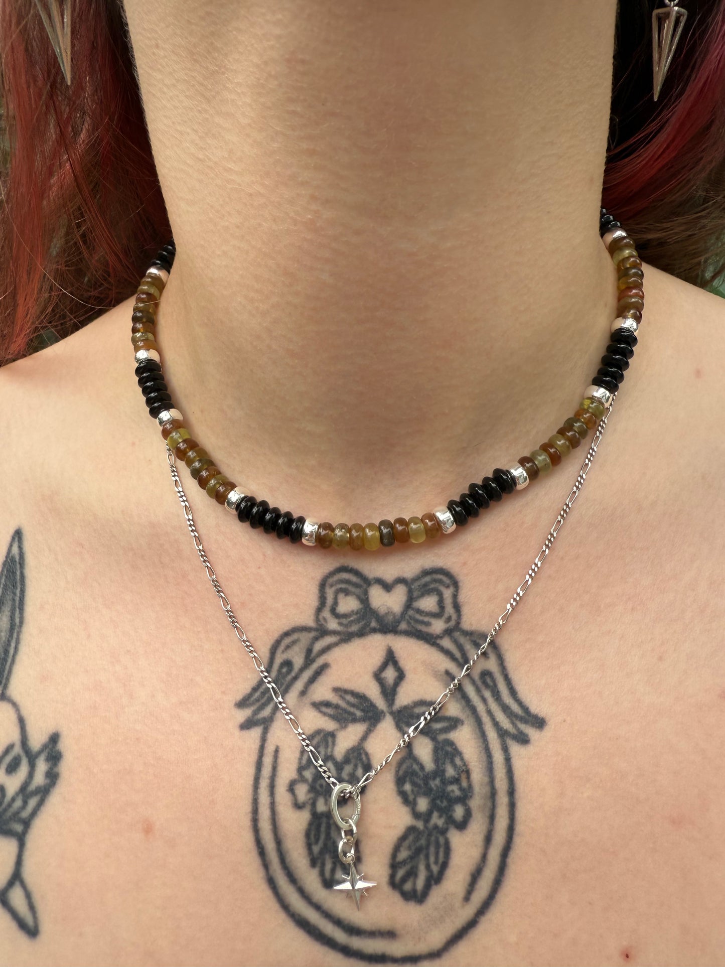 Black Onyx and Green Apatite Necklace