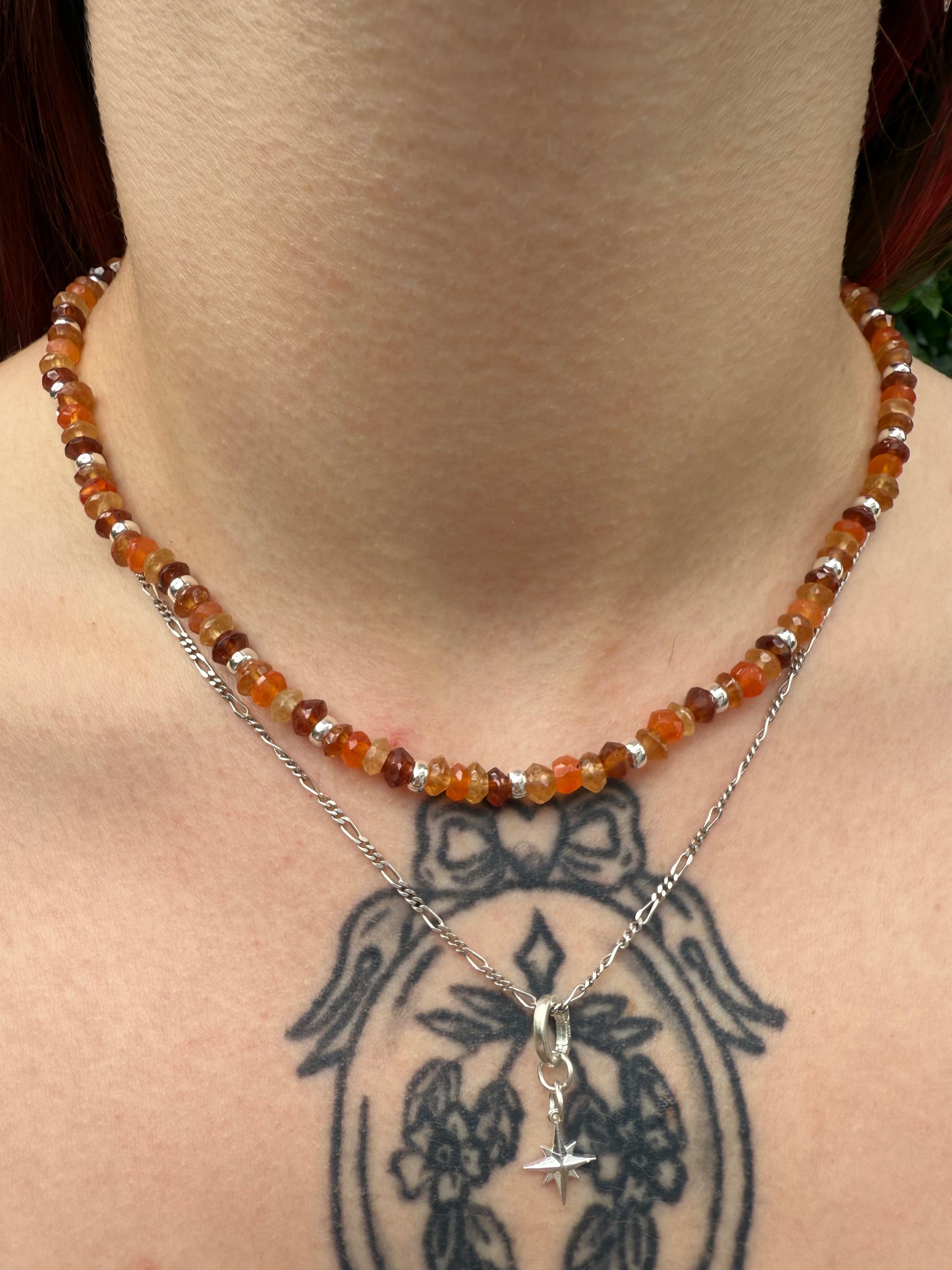 Carnelian and Hessonite Garnet necklace