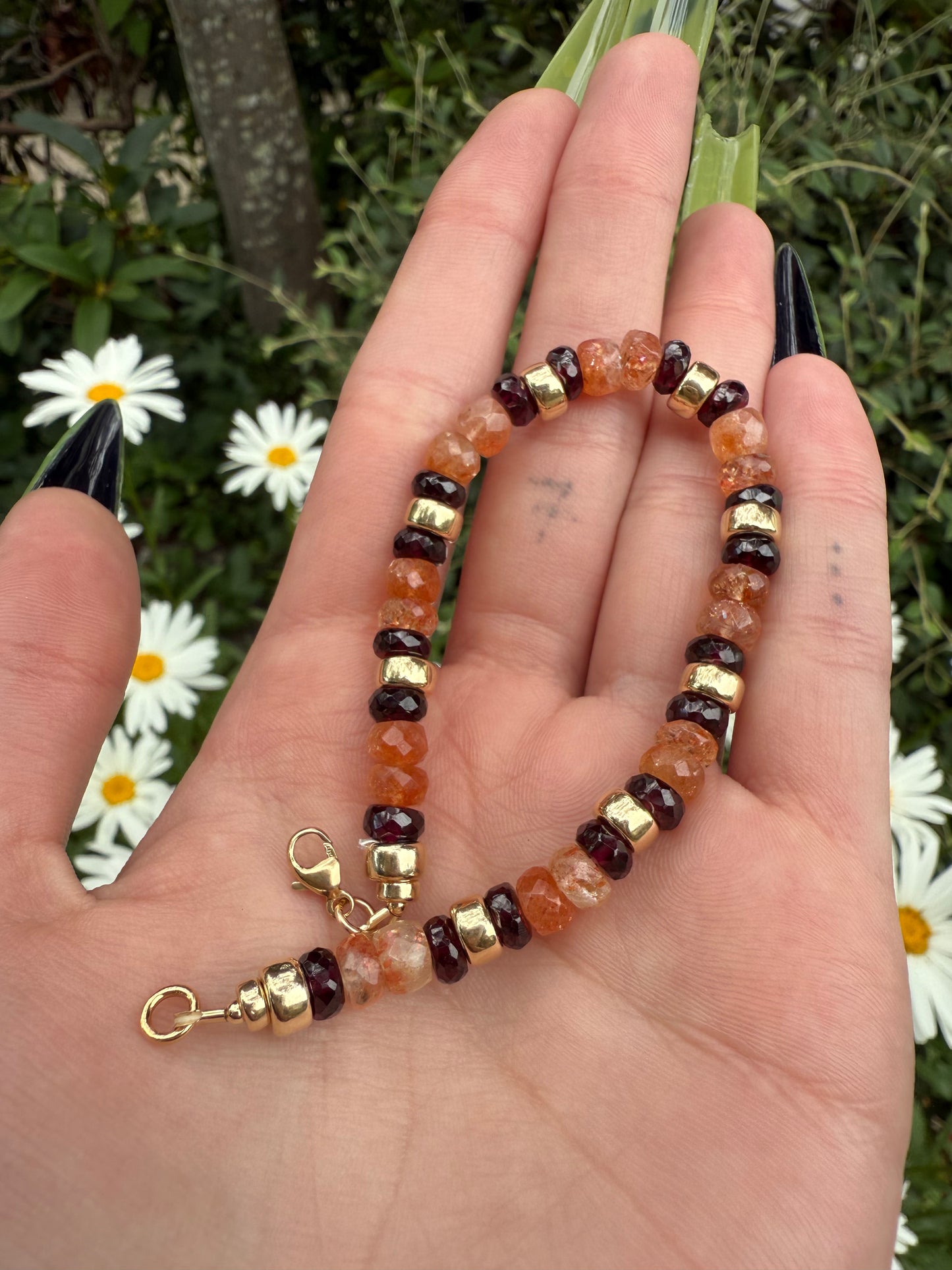 Sunstone and Garnet Bracelet