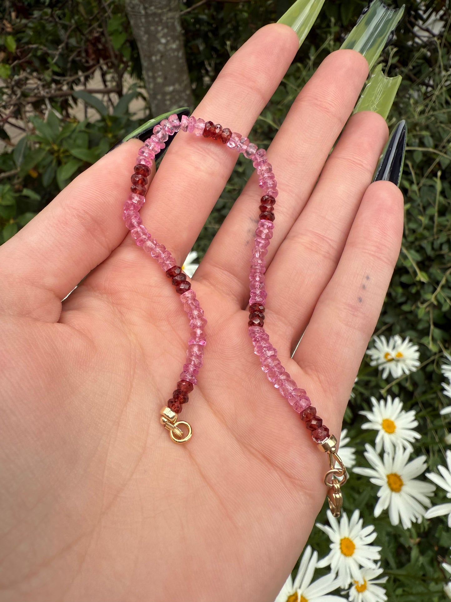 Pink Topaz and Garnet Bracelet