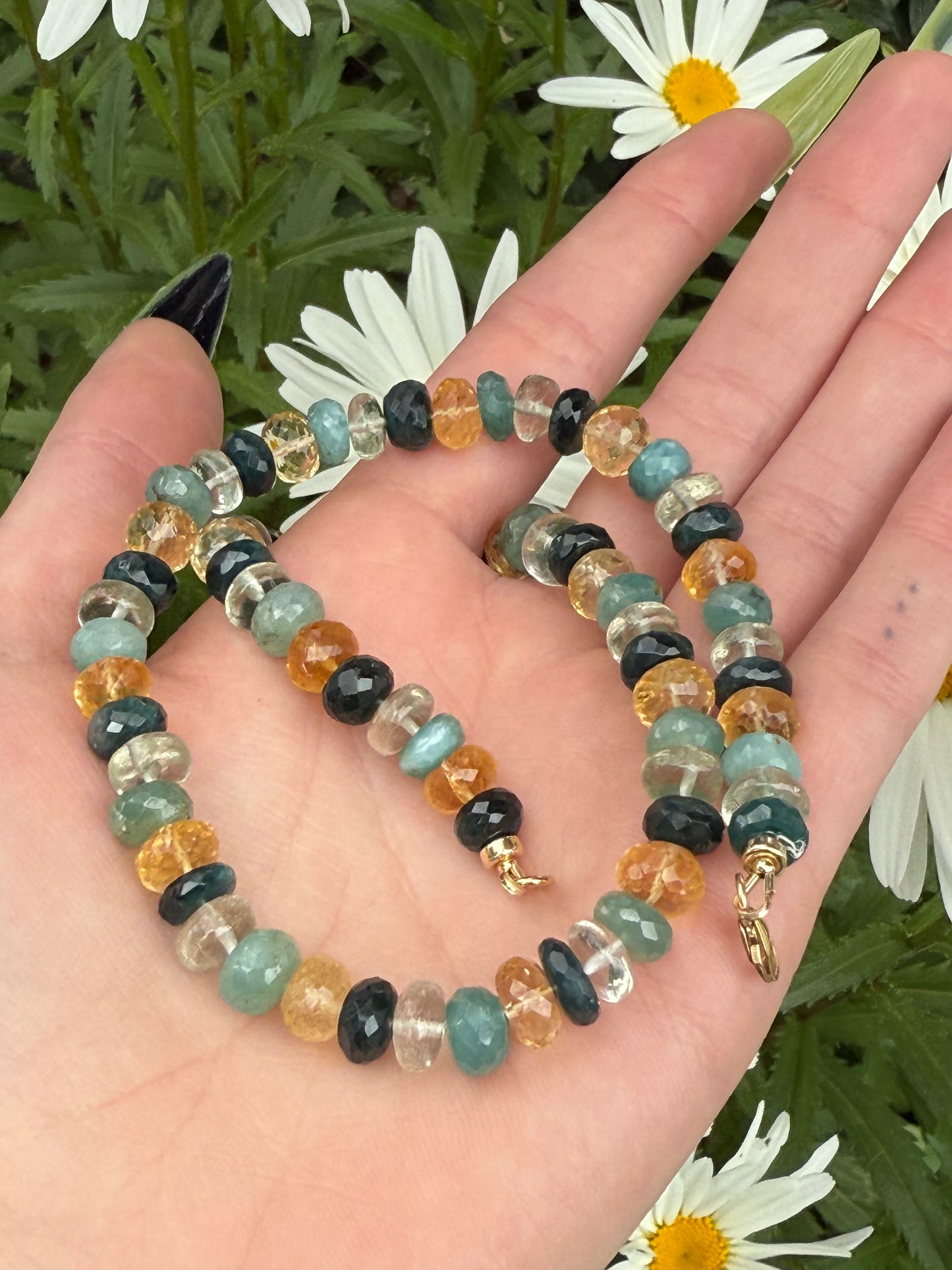 Citrine, Grandiderite and Green Amethyst Necklace