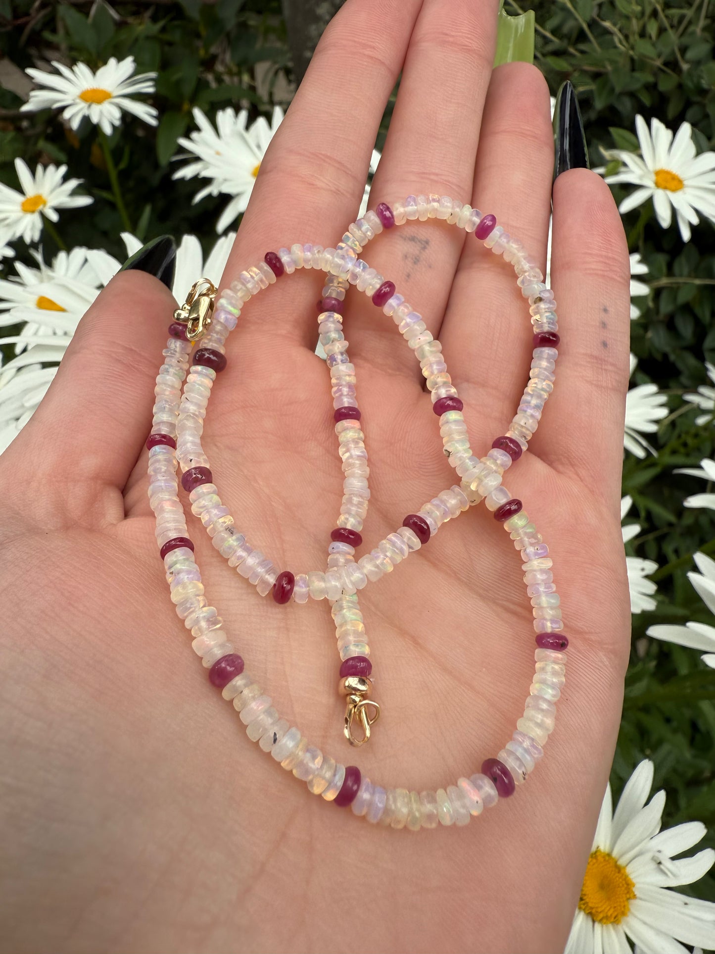 Flashy opal and Ruby necklace