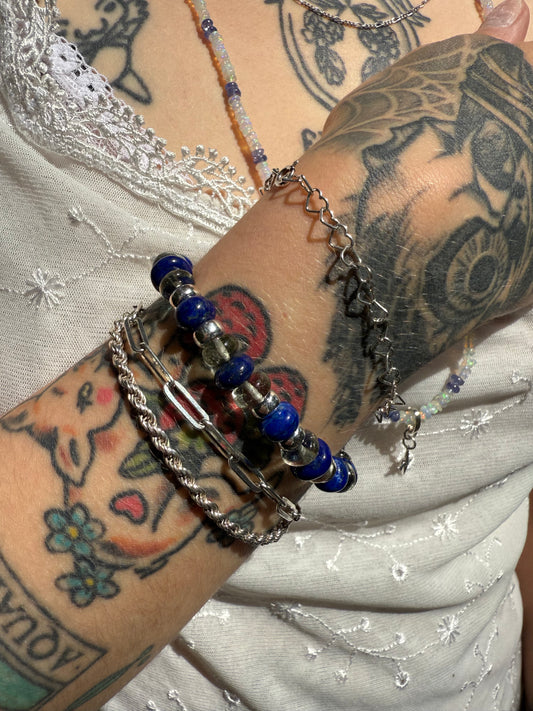 Lapis and Green Amethyst Bracelet