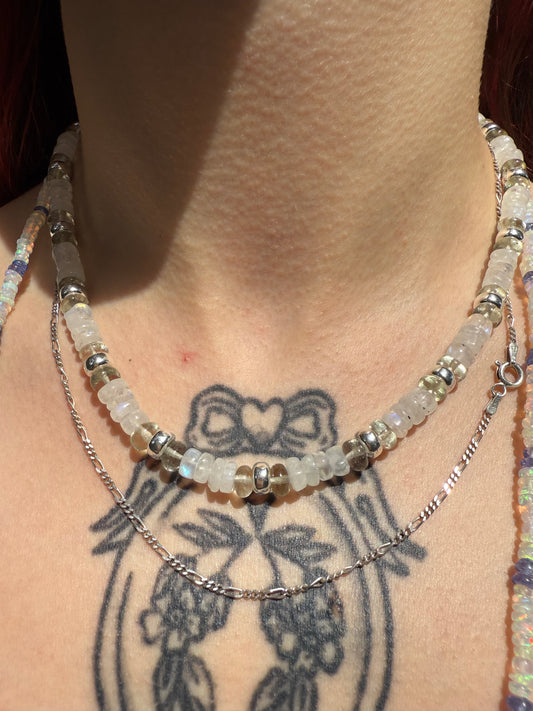 Green Amethyst and Moonstone Necklace