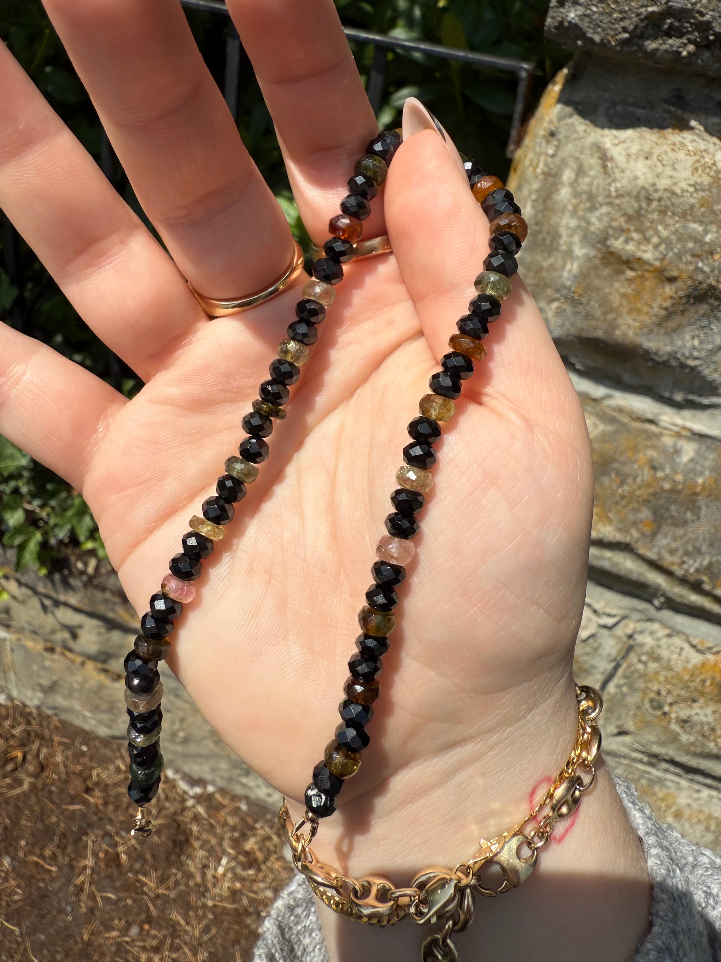 Short Tourmaline and Black Spinel Strand