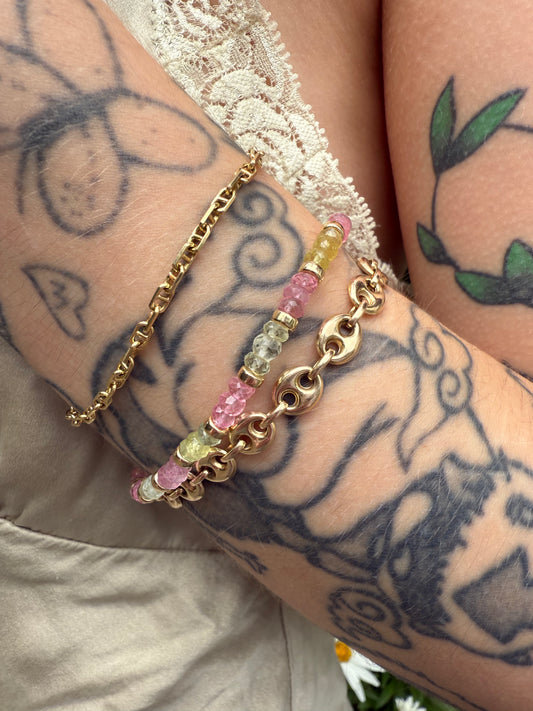 Pink topaz and Aquamarine Bracelet