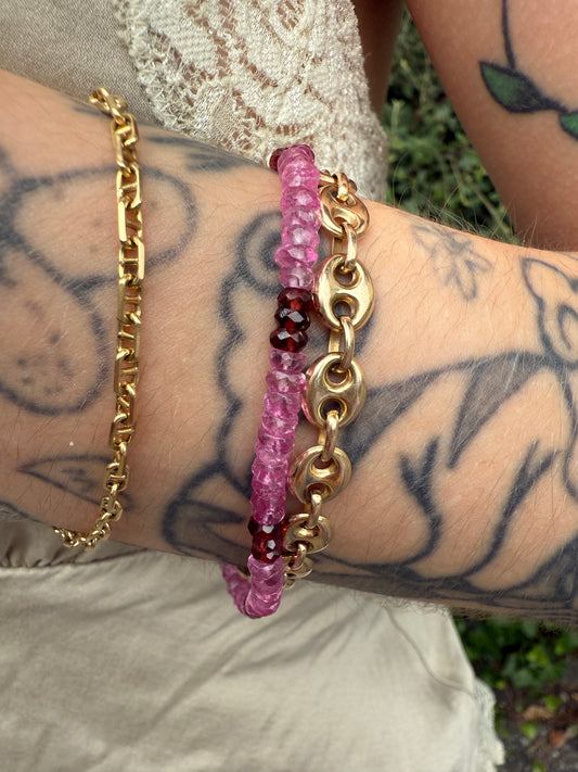 Pink Topaz and Garnet Bracelet