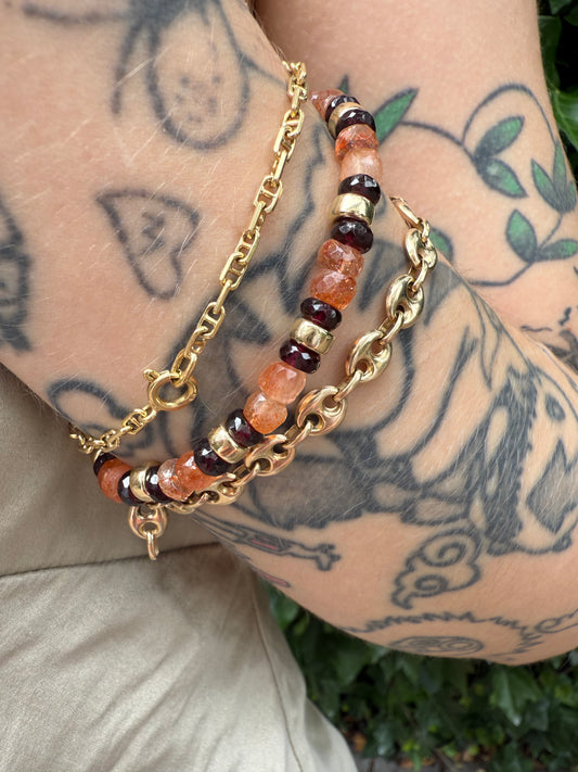 Sunstone and Garnet Bracelet