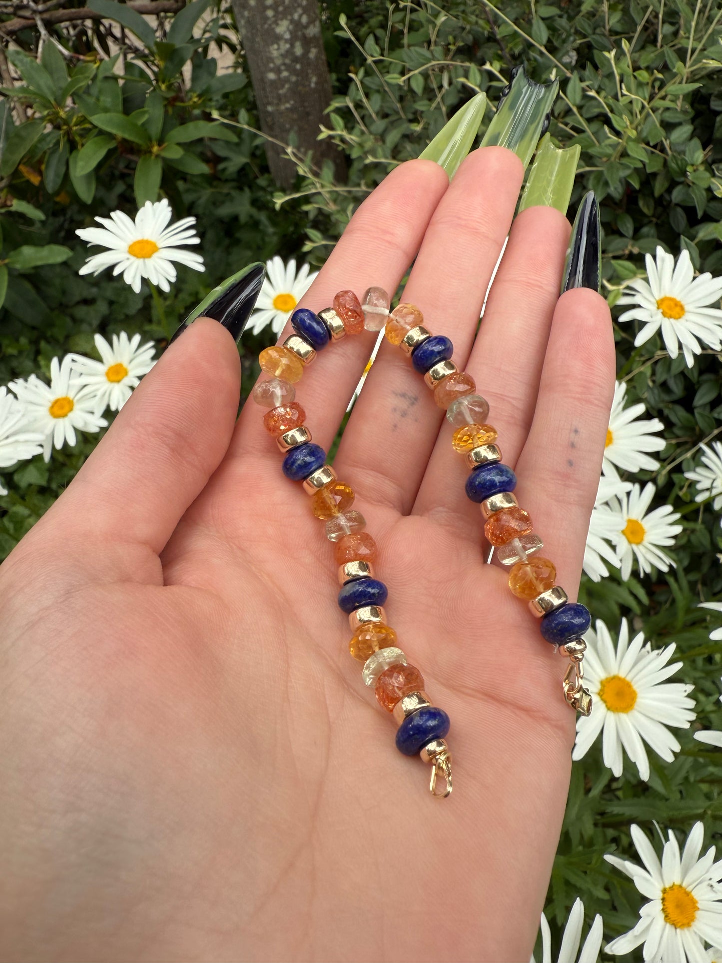 Lapis, Sunstone, Green Amethyst and Carnelian Bracelet
