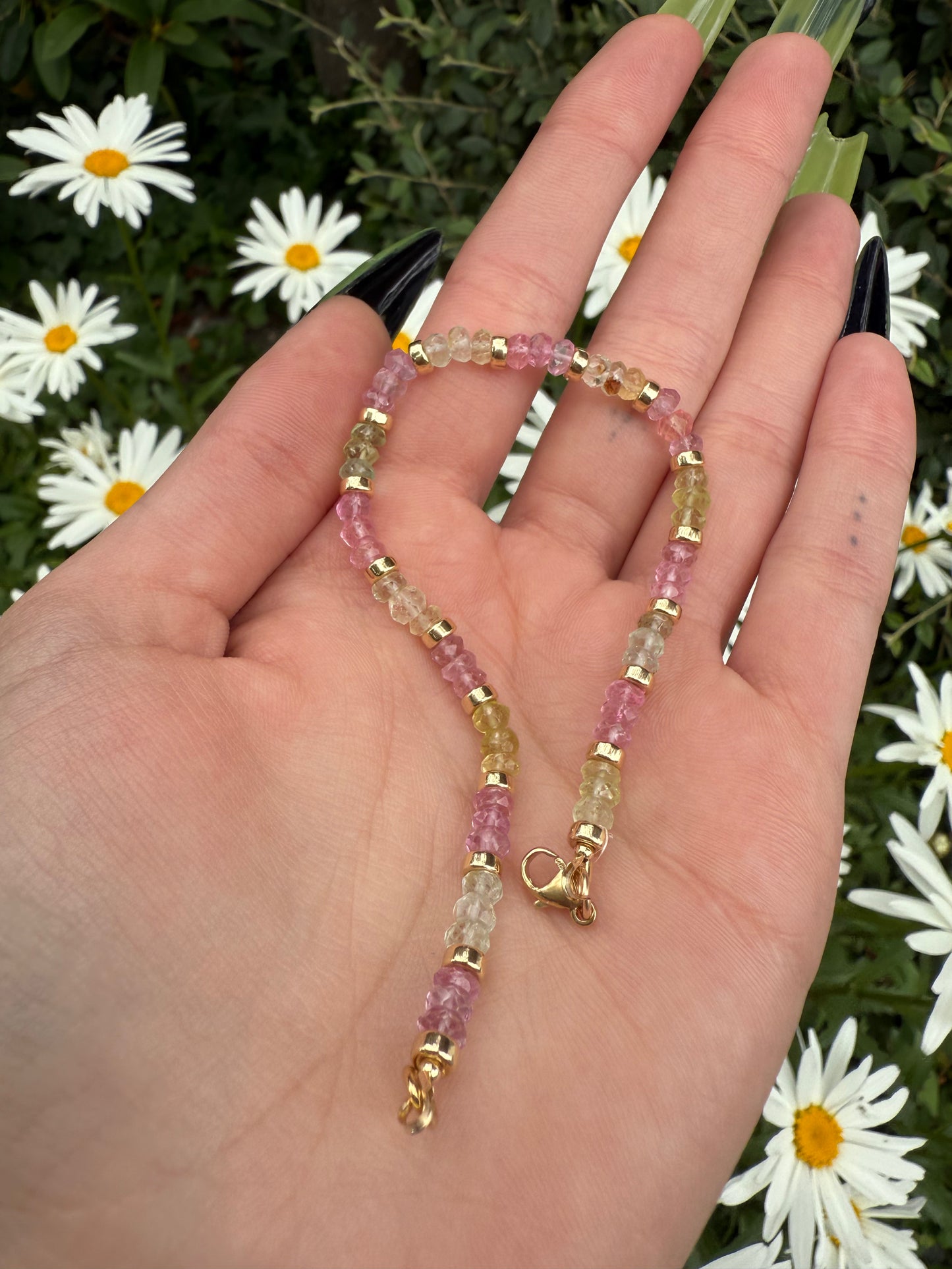 Pink topaz and Aquamarine Bracelet