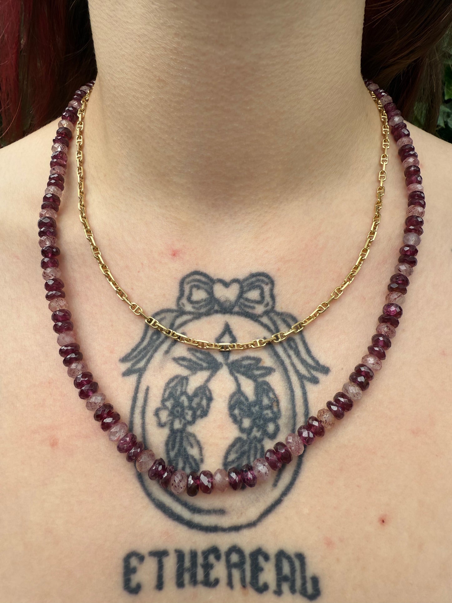 Rhodalite and Strawberry quartz necklace