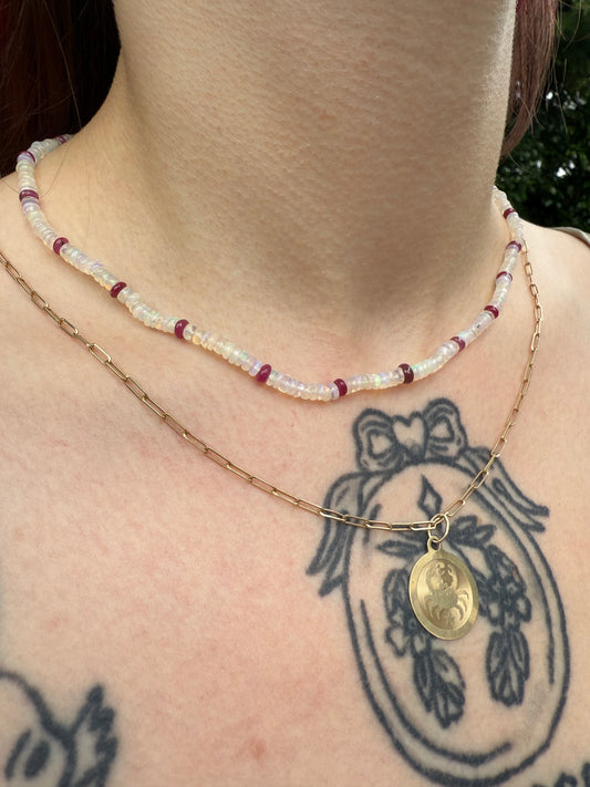 Flashy opal and Ruby necklace